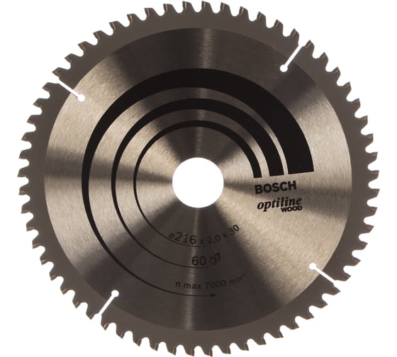 Диск циркулярный Optiline Wood для торцовочных пил (216х30 мм; Z60) BOSCH 2608640433
