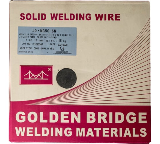 Проволока сварочная полированная JQ.MG50-6 N/ER70S-6 1.2 мм, 15 кг GOLDEN BRIDGE 101