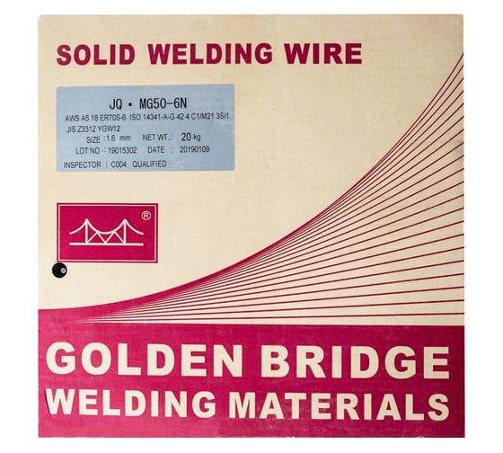 Проволока сварочная полированная JQ.MG50-6 N/ER70S-6 1.6 мм, 20 кг GOLDEN BRIDGE 138
