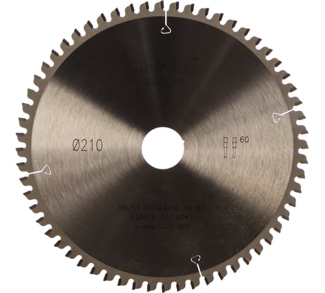 Диск пильный универсальный HM (210х30 мм; Z60) для KGS 255 Metabo 628079000