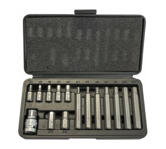 Набор бит с битодержателем (15 предметов; HEX; 1/2") ROCKFORCE RF-4155C