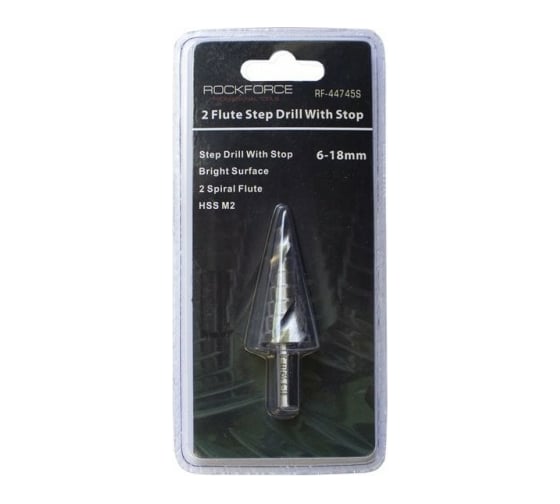 Сверло ступенчатое спиральное (6-18 мм; HSS M2) ROCKFORCE RF-44745S 1