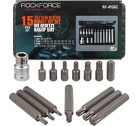 Набор бит TORX с битодержателем (15 предметов; 1/2"; в кейсе) Rockforce RF-4156/C/(27210)