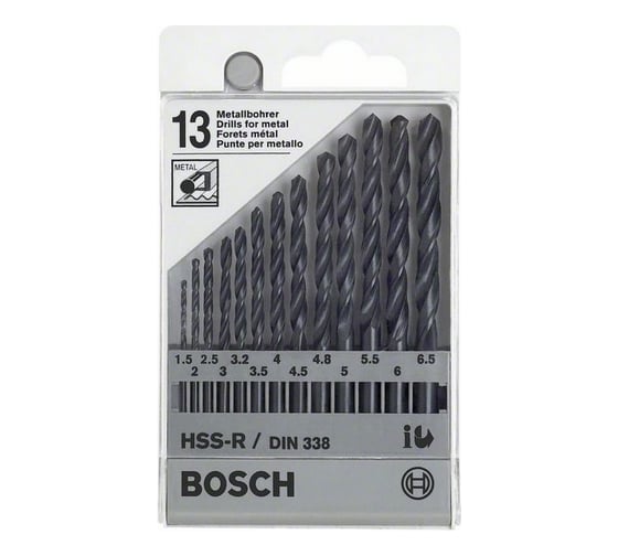 Набор сверл (13 шт; 1.5-6.5 мм; HSS-R) по металлу Bosch 1609200201