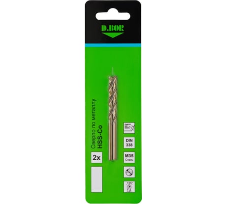 Сверло по металлу COBALT 5%, HSS-Co, DIN 338 3.2х36х65 мм, 2 шт D.BOR D-TD-338-CO5-032-02