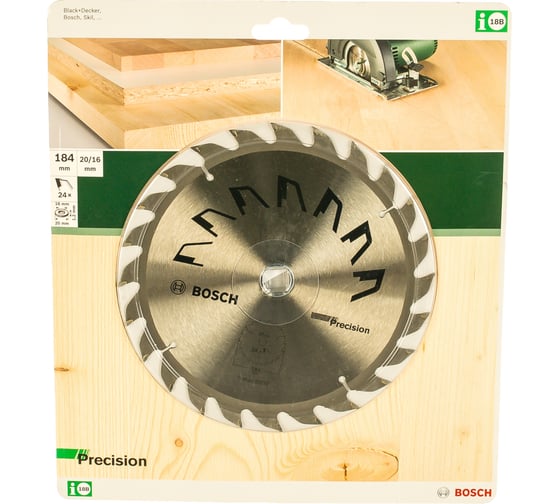 Диск циркулярный PRECISION по дереву (184х16/20х2,5 мм; Z24) Bosch 2609256863