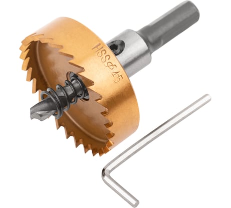 Коронка кольцевая по металлу 45 мм, HSS сталь, титановое покрытие FIT 36876