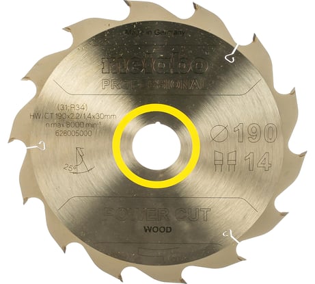 Metabo пильный диск 190x2.2х30мм, HM WZ=14, грубый пропил 628005000