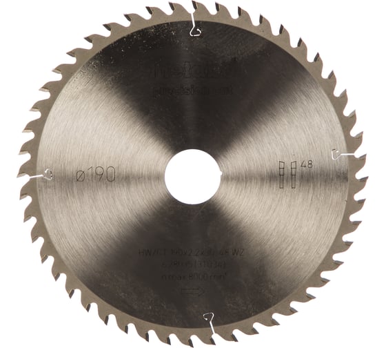 Metabo пильный диск 190x2.2х30мм, HM WZ=48, чистый пропил 628035000 1
