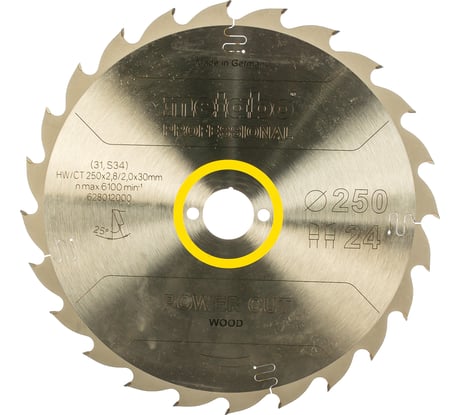 Диск пильный (250х30 мм; Z24WZ) для станков серий TS; PKU; PKF; Multi Metabo 628012000