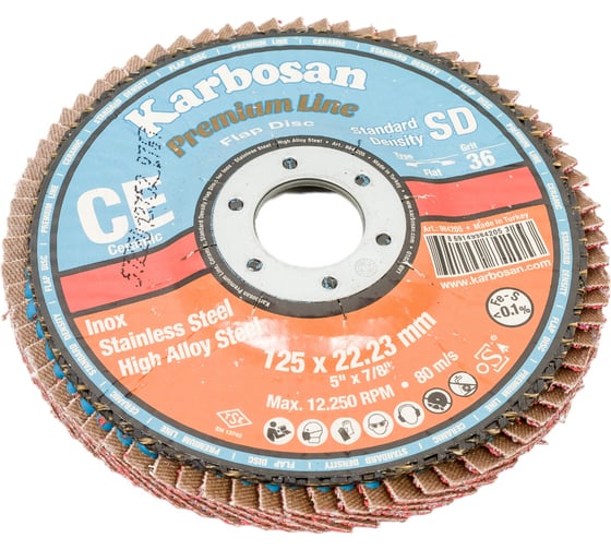Круг лепестковый торцевой, прямой, керамика 125х22.2 мм, P-36 ABRAFORM AF-FLAP-FT-125-P36-CRM