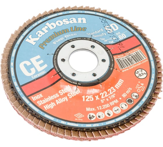 Круг лепестковый торцевой, прямой, керамика 125х22.2 мм, P-60 ABRAFORM AF-FLAP-FT-125-P60-CRM