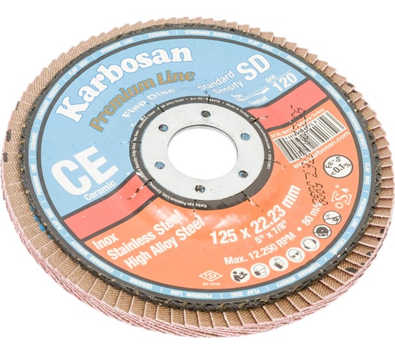 Круг лепестковый торцевой, угловой, керамика 125х22.2 мм, P-120 ABRAFORM AF-FLAP-CN-125-P120-CRM