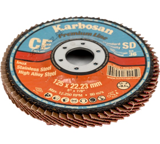 Круг лепестковый торцевой, угловой, керамика 125х22.2 мм, P-36 ABRAFORM AF-FLAP-CN-125-P36-CRM