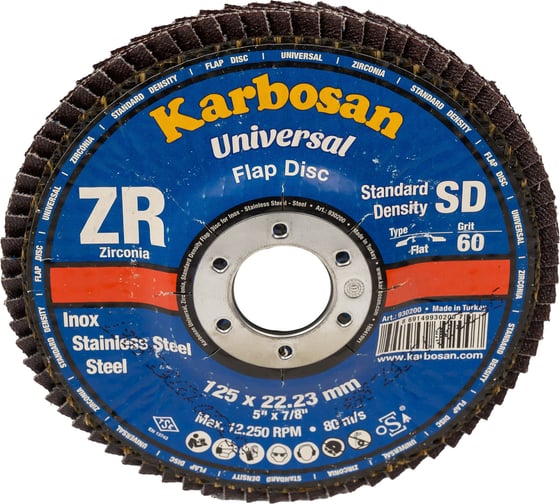 Круг лепестковый торцевой, прямой, цирконат 65% 125х22.2 мм, P-60 ABRAFORM AF-FLAP-FT-125-P60-ZR65
