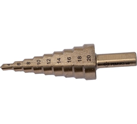 Сверло ступенчатое 4-20 мм, 9 ступеней, Р6М5К5 Волжский Инструмент 5036003