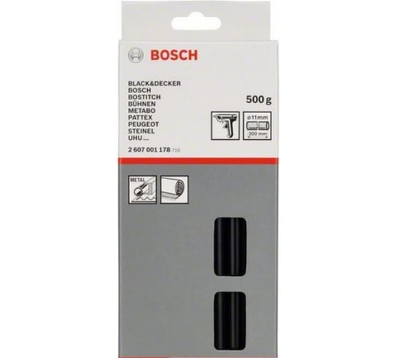 Стержень клеевой черный (11х200 мм, 0,5 кг) Bosch 2.607.001.178