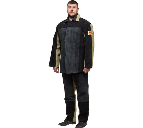 Летний костюм сварщика ООО Комус брезент-спилок, хаки/черный, р. 48-50, рост 182-188 1021415