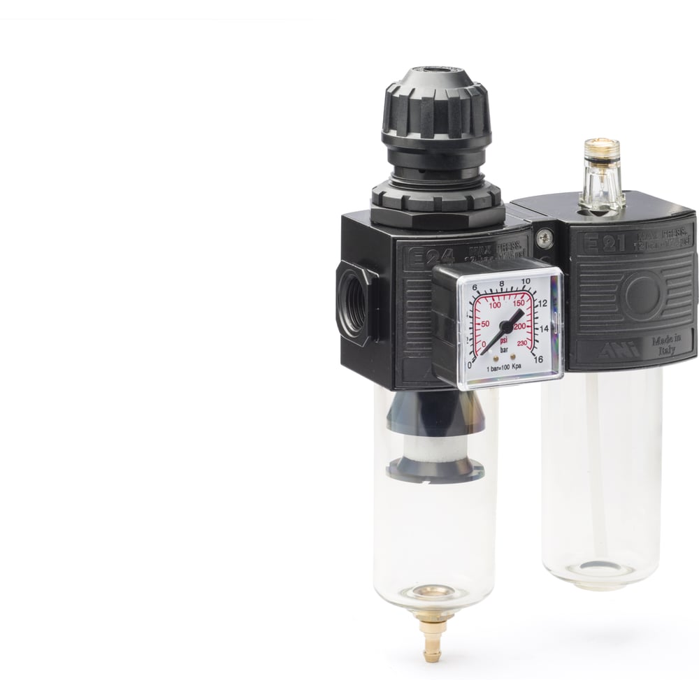 Блок подготовки воздуха фильтр с регулятором и манометром + лубрикатор ...