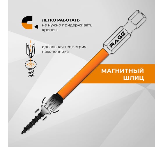 Биты ударные IMPACT PH2, 70 мм, 2 шт, s2 rage by VIRA 554135