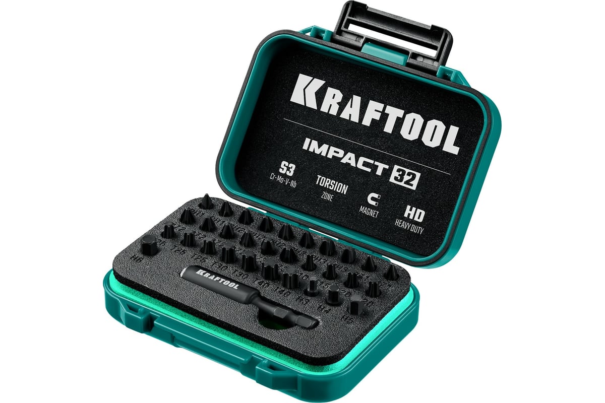 Набор бит ударных торсионных Impact 32 предмета KRAFTOOL 26066-H32 ...