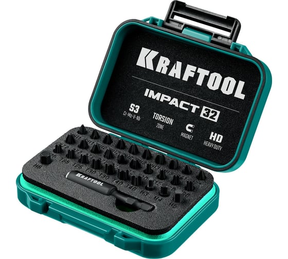Набор бит ударных торсионных Impact 32 предмета KRAFTOOL 26066-H32