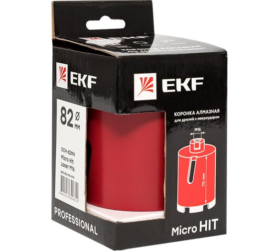 Коронка алмазная DCH-82MH Micro Hit Laser M16 Professional для дрелей с микроударом EKF dch-82-mh-m16
