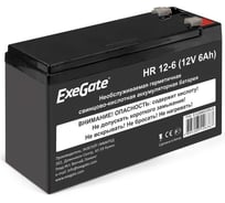 Батарея аккумуляторная HR 12-6 (12V, 6Ah, 1224W, клеммы F2+F1) ExeGate 288653