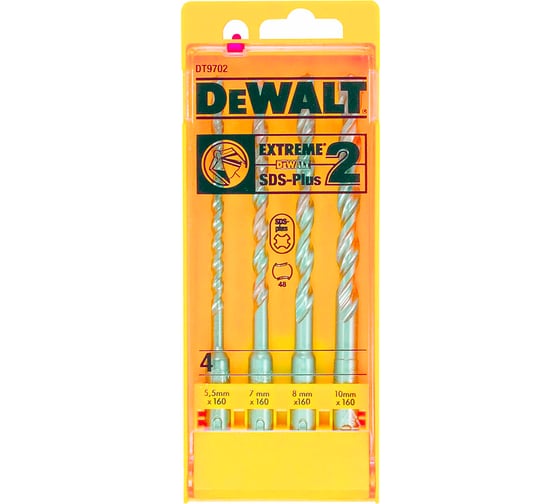 Набор буров SDS-plus 4 шт. (5.5; 7; 8; 10 мм) DEWALT 9702 1