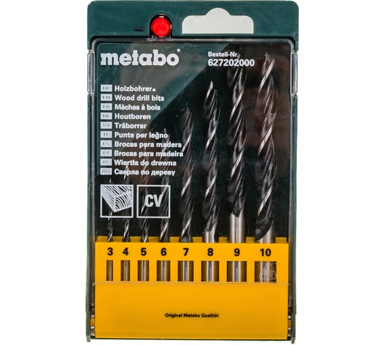 Набор сверл по дереву 8 шт. (3-10 мм) Metabo 627202000