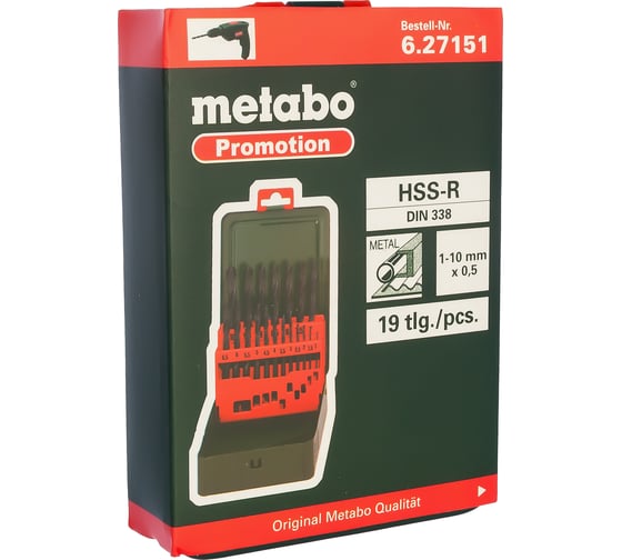 Набор из сверл по металлу 19 шт. (1-10мм) Metabo 627151000