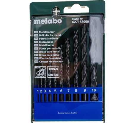 Набор сверл по металлу 10 шт. (D 1-10 мм) Metabo 627158000