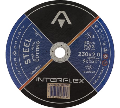 Круг отрезной по металлу 230х2х22.23 мм Interflex 4687202817917
