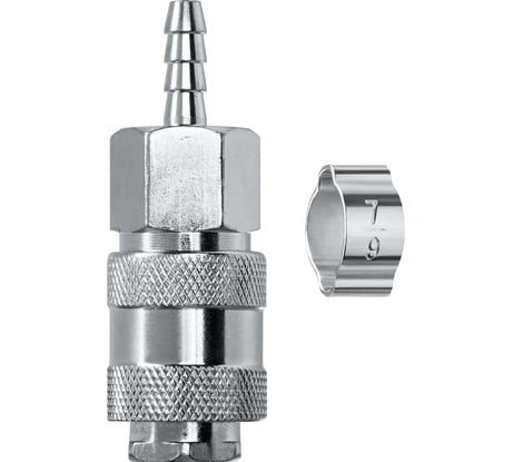 Переходник штуцер елочка 6 мм - рапид муфта, с хомутом KRAFTOOL 06596-06