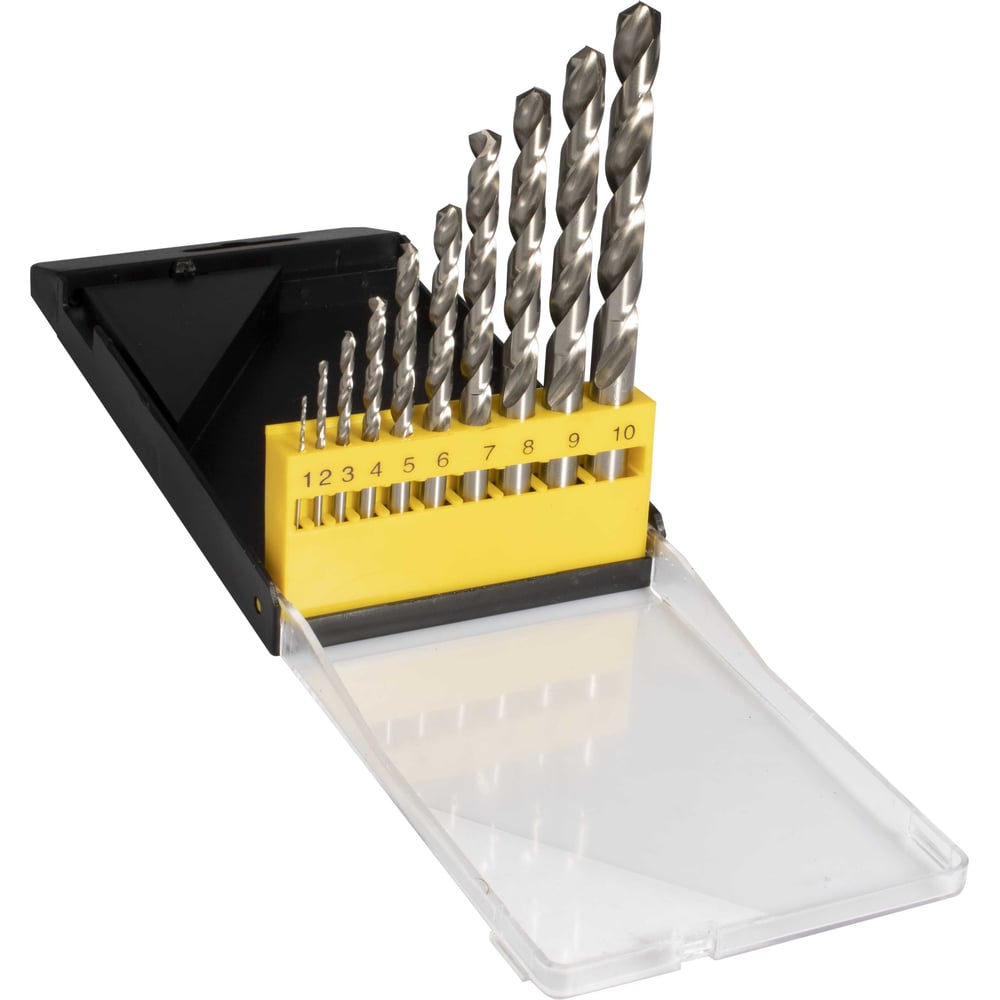 Набор сверл 10 шт, 1-10 мм, HSS 4241, пластиковый футляр ИНСТУЛС ...