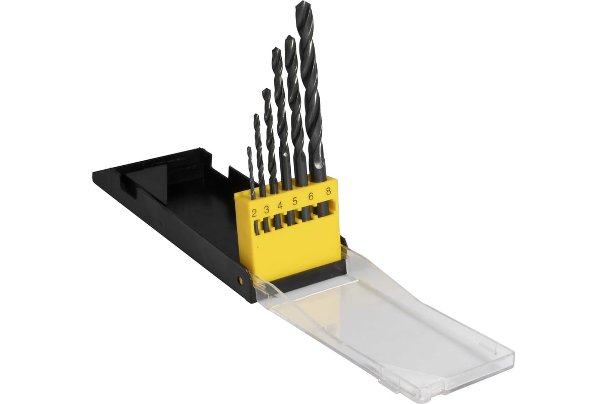 Набор сверл 6 шт, 2-8 мм, Р6М5 А1, пластиковый футляр ИНСТУЛС ...