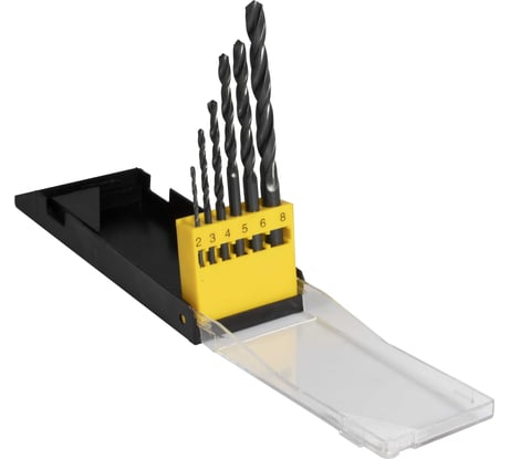 Набор сверл 6 шт, 2-8 мм, Р6М5 А1, пластиковый футляр ИНСТУЛС 00001518414