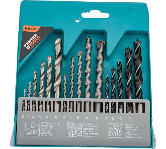 Набор сверл 16 шт FASTER TOOLS 6643