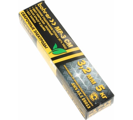 Электроды МР-3 СМ 3.2 мм, зеленые, натуральный рутил 87%TiO2, 5 кг BOHRER 75325033