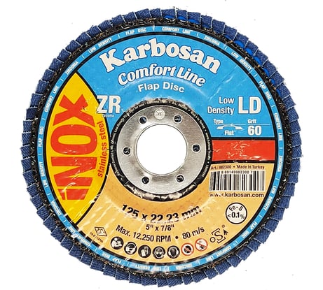 Диск лепестковый по нержавеющей стали flap 125x22 мм, Р60 Karbosan KAR-982300