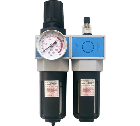 Блок подготовки воздуха EC4010-02 1/4" (влагоотделитель с лубрикатором, регулятором давления и манометром) Pegas pneumatic 4709 1