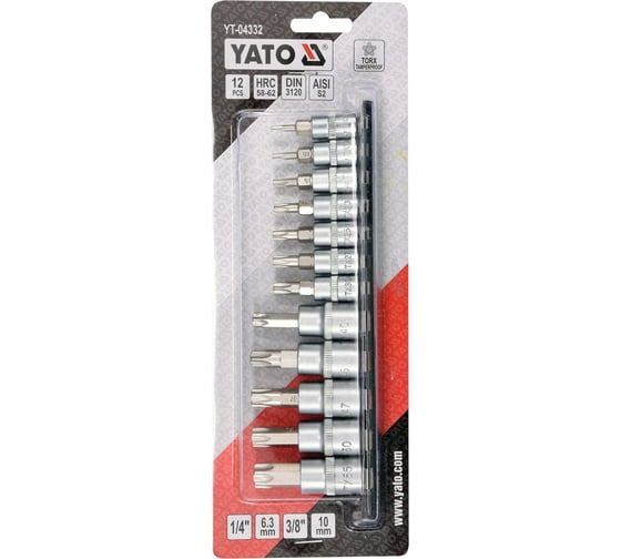 Набор головок со вставками TORX-SECURITY 12 шт. YATO YT-04332