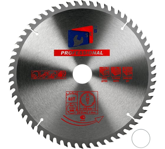 Диск пильный по дереву 250x32/30 мм, 60Z TORGWIN S40856