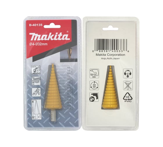 Сверло ступенчатое по металлу (15 ступеней, 4-32 мм; HSS) Makita D-40135