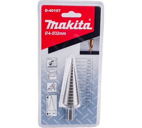 Сверло ступенчатое по металлу (15 ступеней; 4-32 мм; HSS) Makita D-40107
