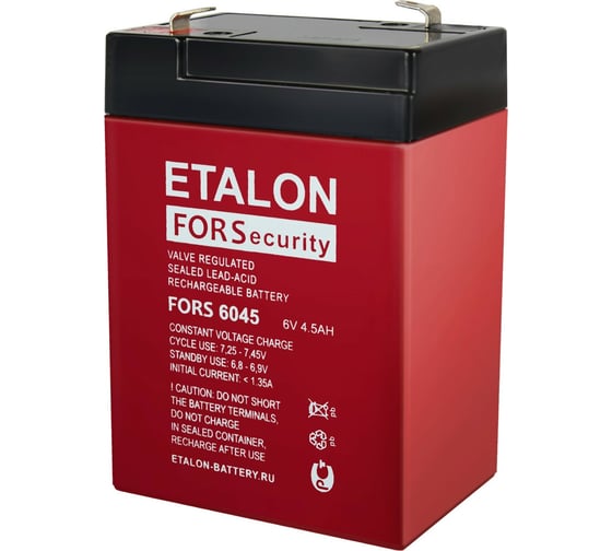 Аккумулятор премиум Магнито-Контакт  ETALON FORS 6045 6В, 4.5Ач Etalon Battery 00-00006942 1