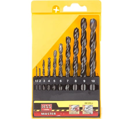 Набор свёрл по металлу (1.5-10 мм) 10 шт. "MASTER" Stayer 2961-H10_z01
