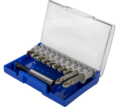 Набор бит "Мастер" 11 шт, 25 и 50 мм, PH, PZ, HEX, SL, TORX, держатель 60 мм ПРАКТИКА 908-214