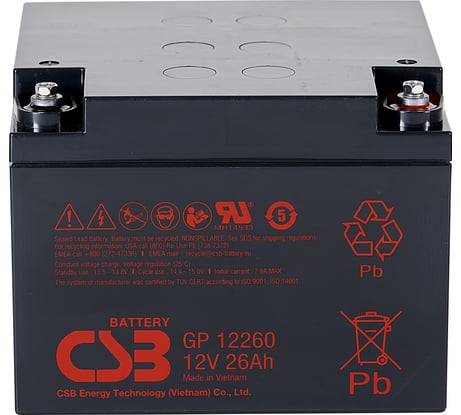 Аккумулятор для ИБП CSB GP12260 I 12В, 26 Ач УТ-00001357
