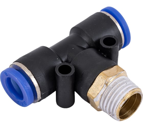 Фитинг цанговый тройник Т-образный 8 мм, резьба наружная 1/4" Pegas pneumatic 5502